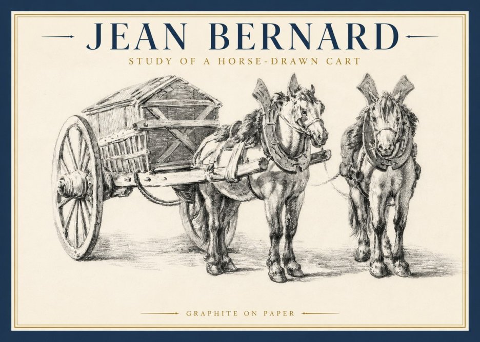 Jean Bernard Horse Team and Cart No4 - Affiche