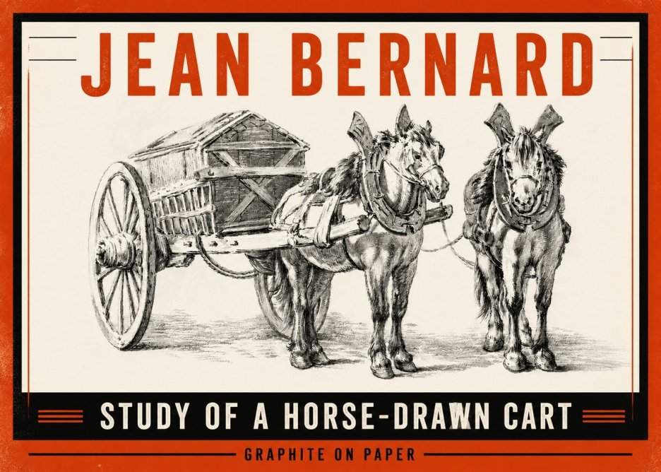 Jean Bernard Horse Team and Cart No5 - Affiche