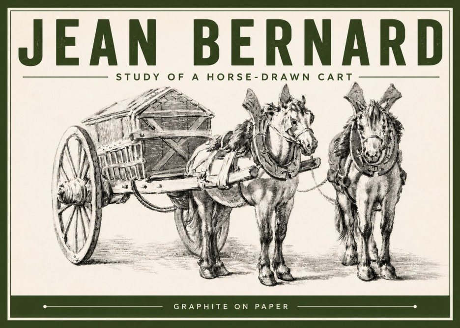 Jean Bernard Horse Team and Cart No6 - Affiche