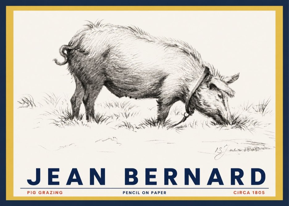 Jean Bernard Pig Grazing No3 - Affiche
