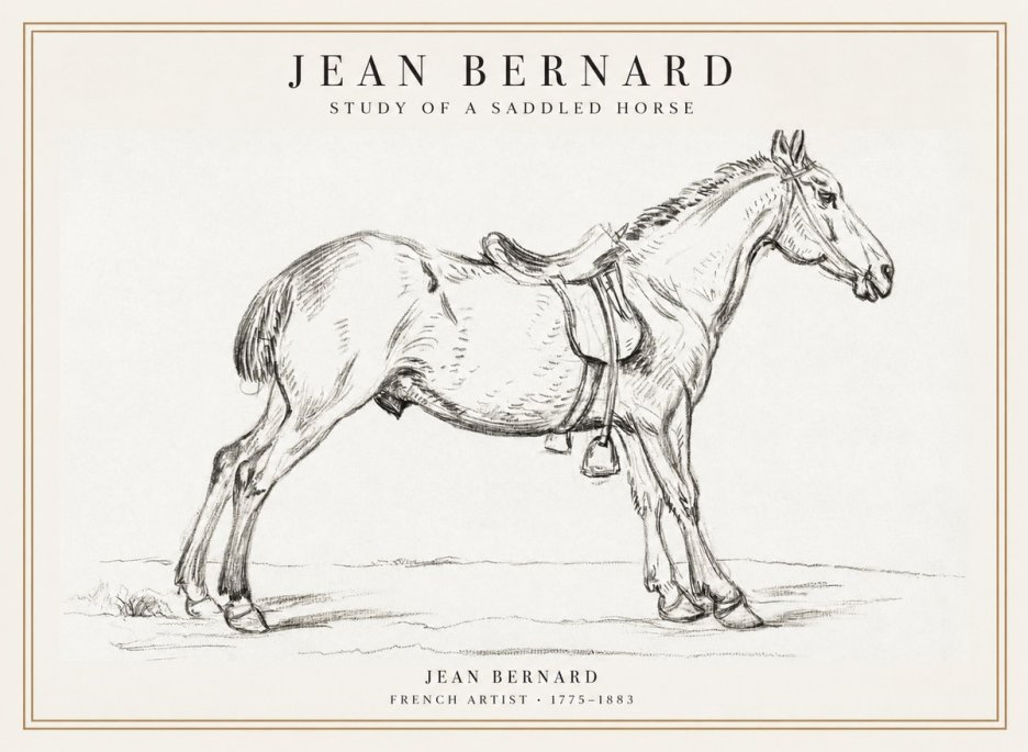 Jean Bernard Study of a Saddled Horse No1 - Affiche