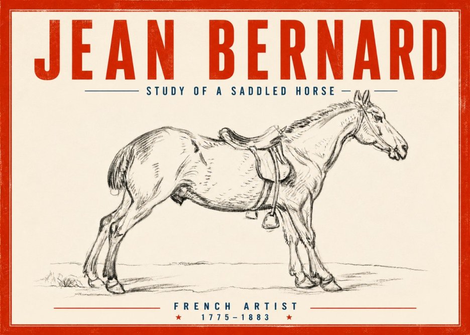 Jean Bernard Study of a Saddled Horse No5 - Affiche