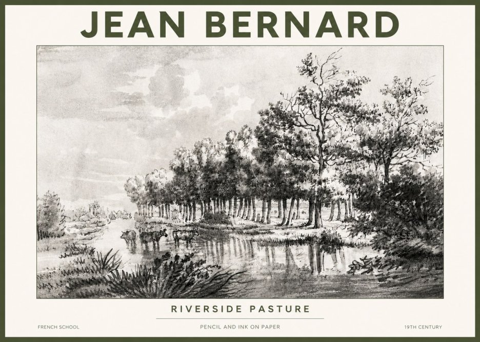 Jean Bernard Riverside Pasture No4 - Affiche