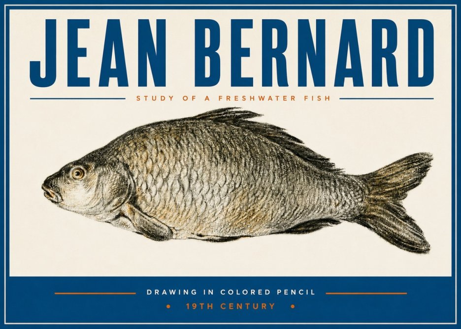 Jean Bernard Study of a Freshwater Fish No3 - Affiche