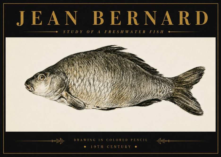 Jean Bernard Study of a Freshwater Fish No6 - Affiche