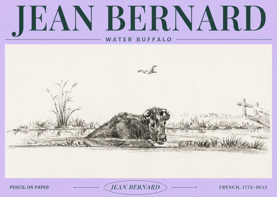 Jean Bernard Study of a Water Buffalo No4 - Affiche