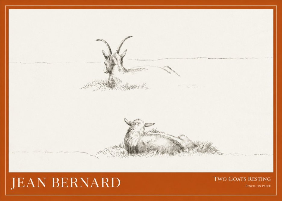 Jean Bernard Two Goats Resting No1 - Affiche