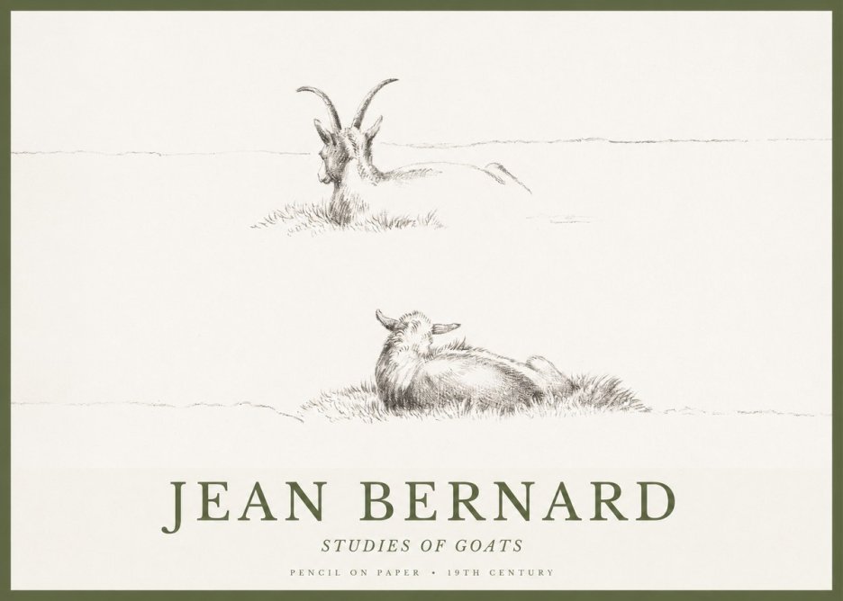 Jean Bernard Two Goats Resting No2 - Affiche