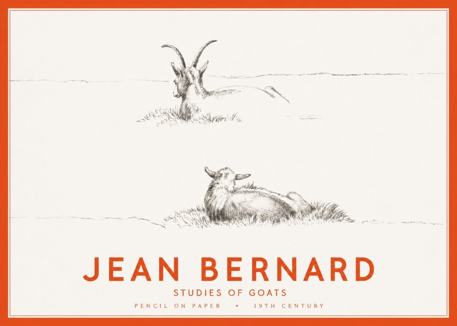 Jean Bernard Two Goats Resting No3 - Affiche