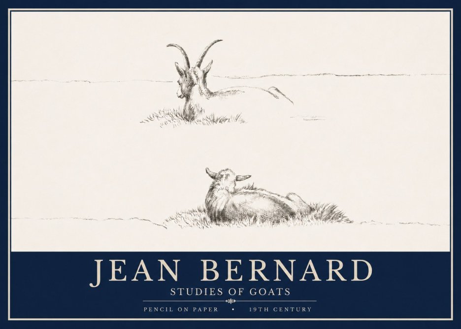 Jean Bernard Two Goats Resting No4 - Affiche