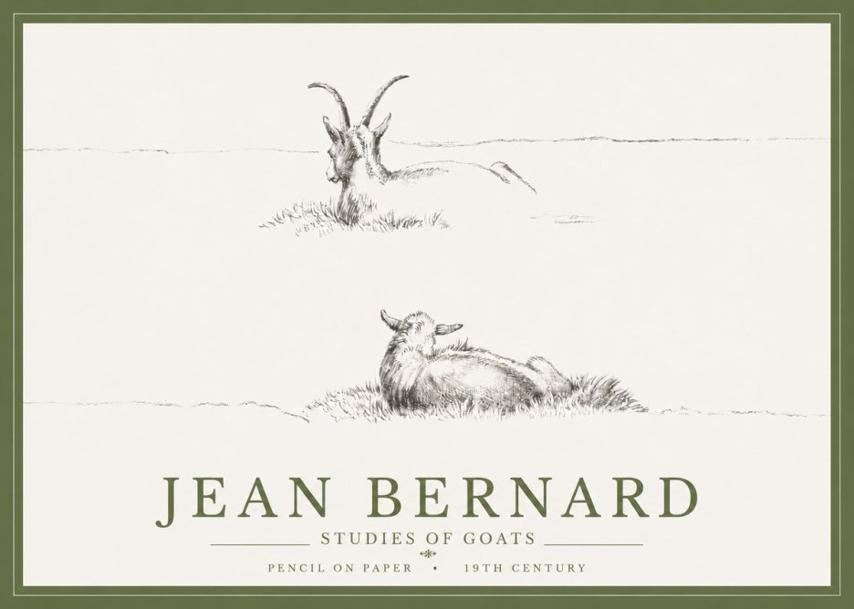 Jean Bernard Two Goats Resting No5 - Affiche