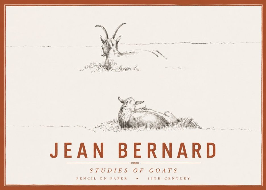 Jean Bernard Two Goats Resting No6 - Affiche