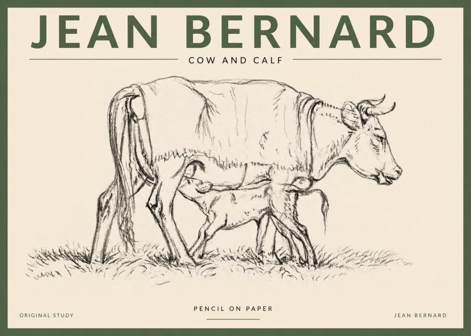 Jean Bernard Cow and Calf II No3 - Affiche
