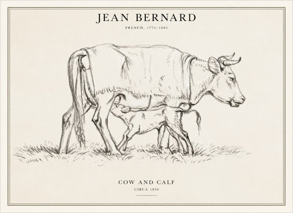 Jean Bernard Cow and Calf II No6 - Affiche