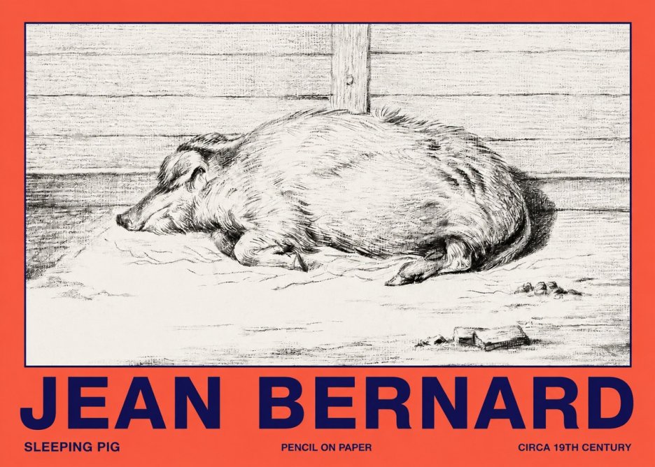 Jean Bernard Sleeping Pig I No2 - Affiche