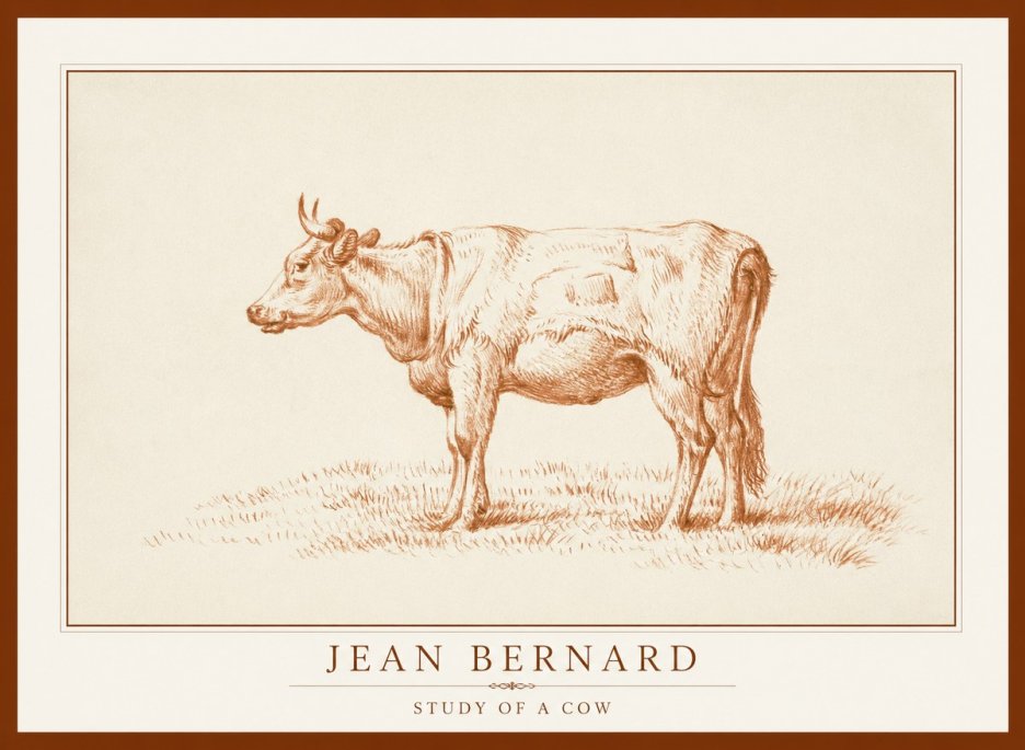 Jean Bernard Study of a Cow XIX No1 - Affiche