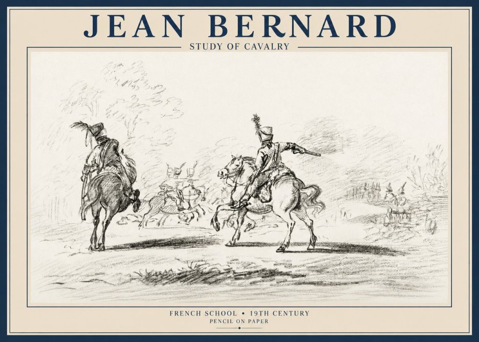 Jean Bernard Study of Cavalry No1 - Affiche
