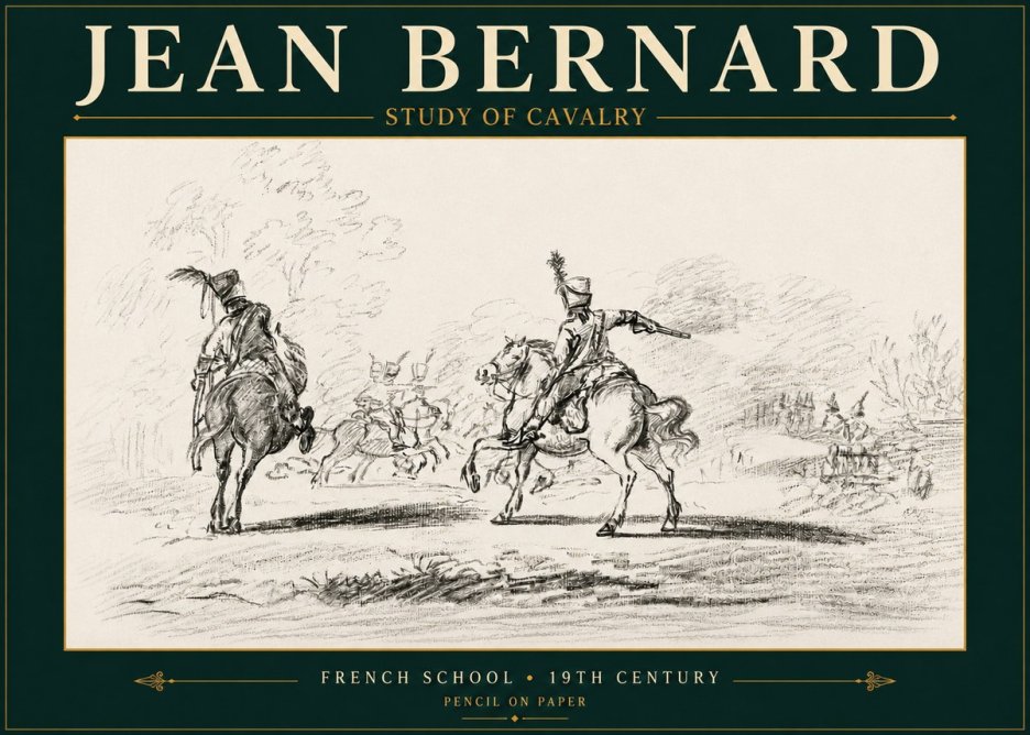 Jean Bernard Study of Cavalry No4 - Affiche