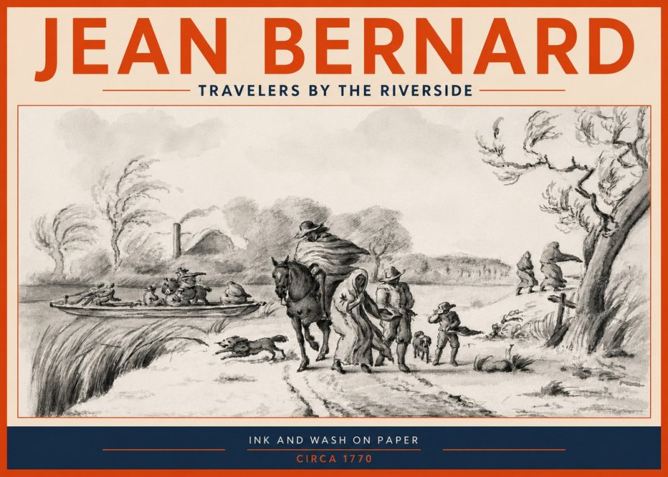 Jean Bernard Travelers by the Riverside No3 - Affiche