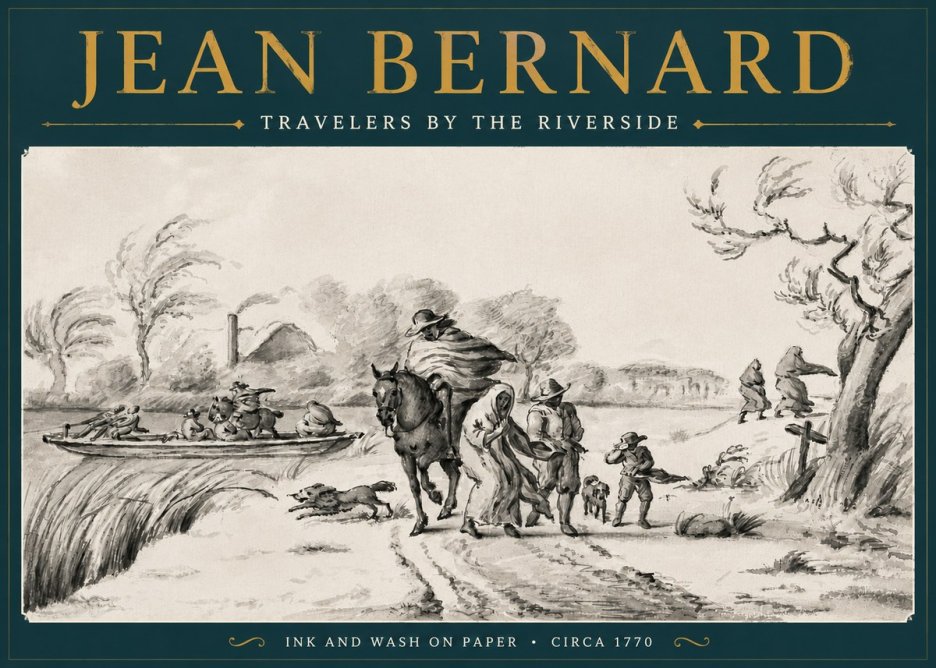 Jean Bernard Travelers by the Riverside No4 - Affiche