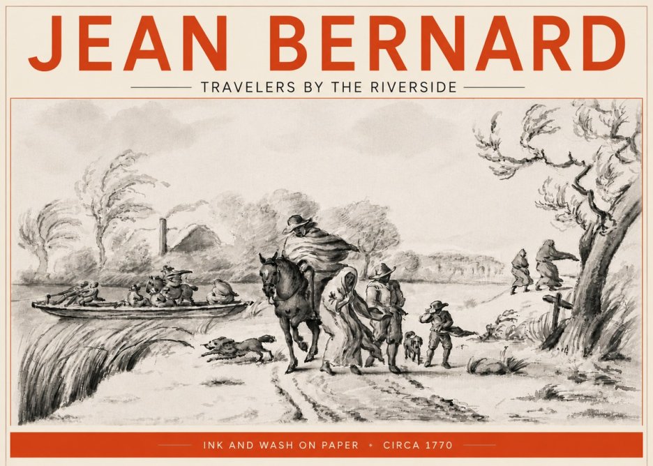 Jean Bernard Travelers by the Riverside No5 - Affiche