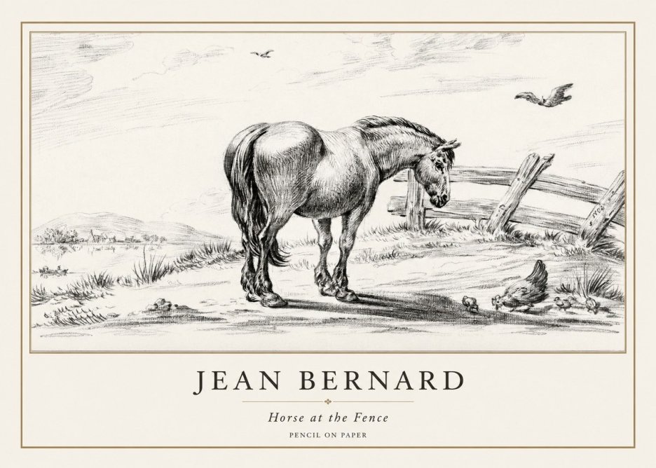 Jean Bernard Horse at the Fence No1 - Affiche