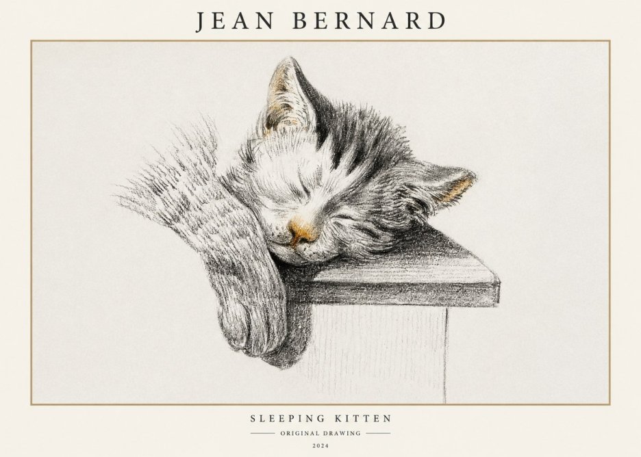 Jean Bernard Sleeping Kitten No1 - Affiche