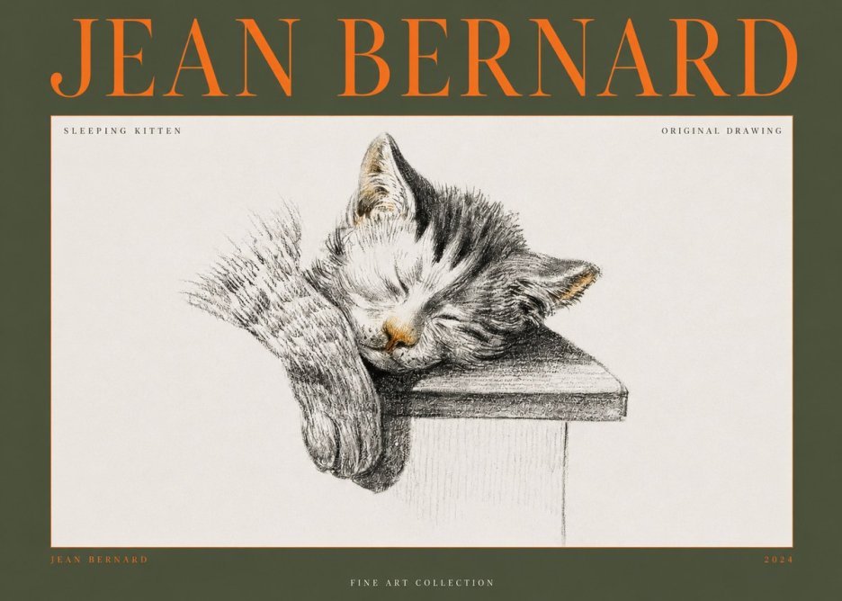 Jean Bernard Sleeping Kitten No2 - Affiche