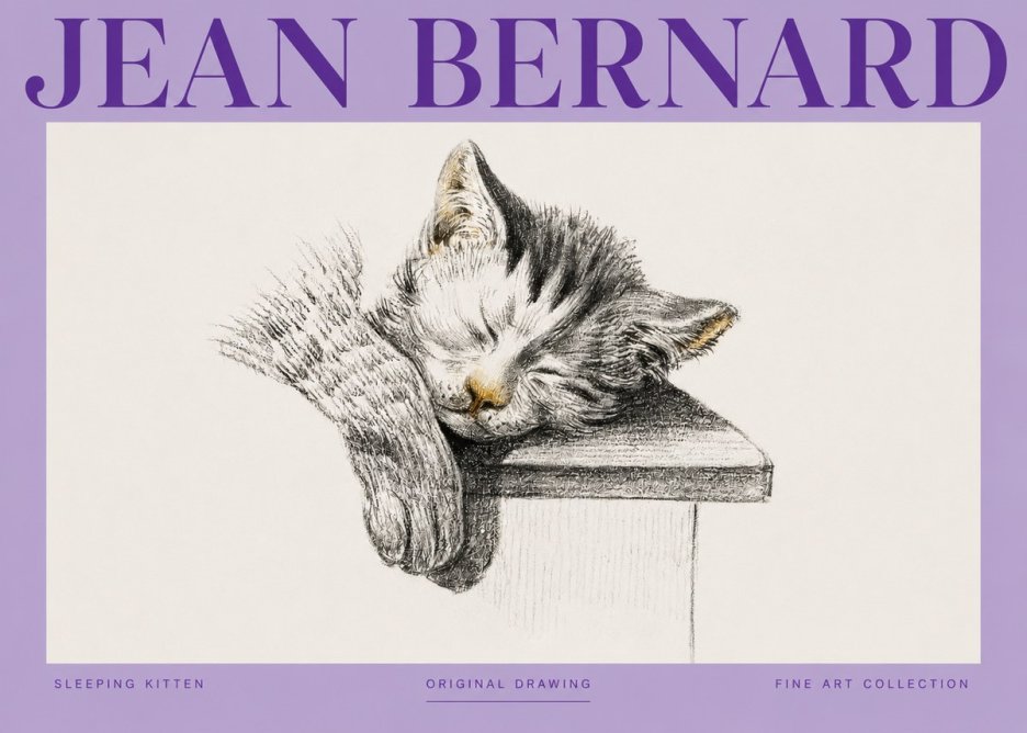 Jean Bernard Sleeping Kitten No3 - Affiche