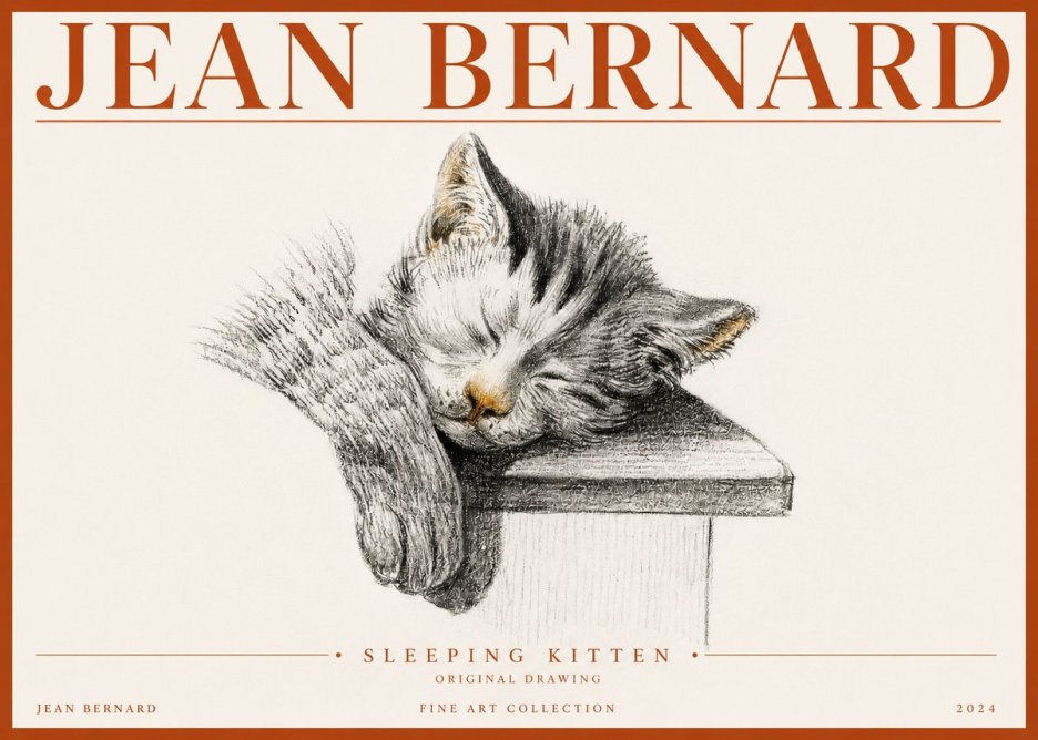 Jean Bernard Sleeping Kitten No4 - Affiche