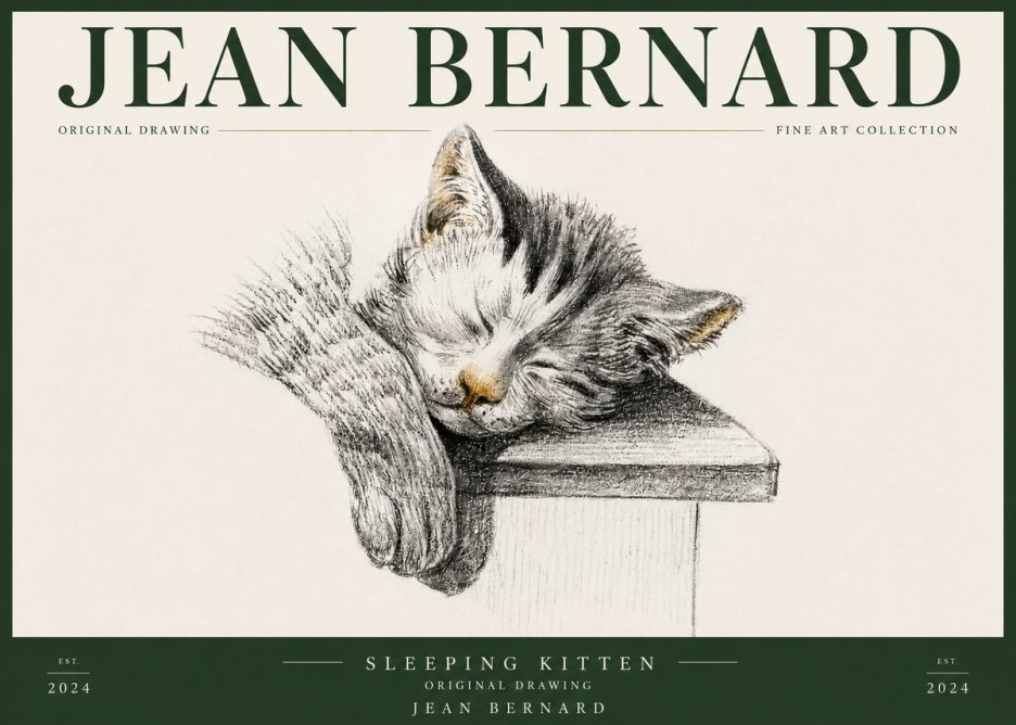 Jean Bernard Sleeping Kitten No5 - Affiche