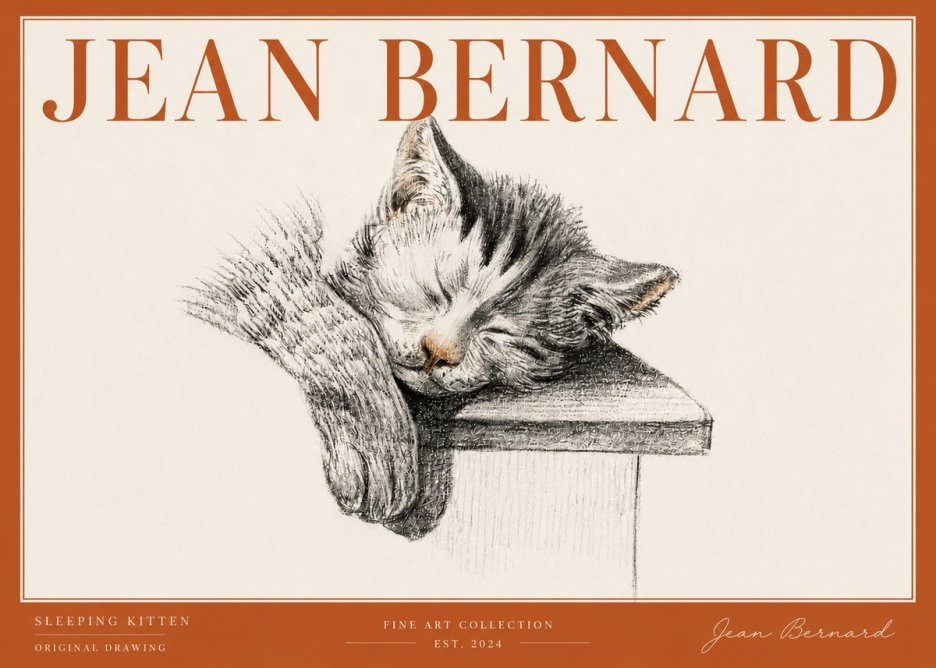Jean Bernard Sleeping Kitten No6 - Affiche