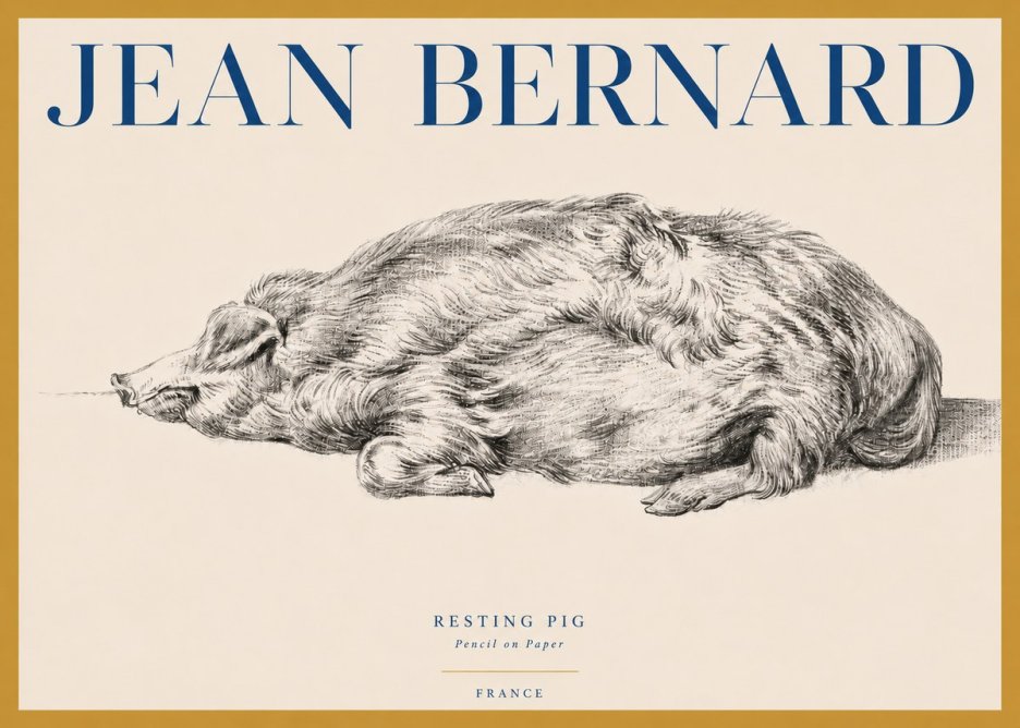 Jean Bernard Resting Pig II No3 - Affiche