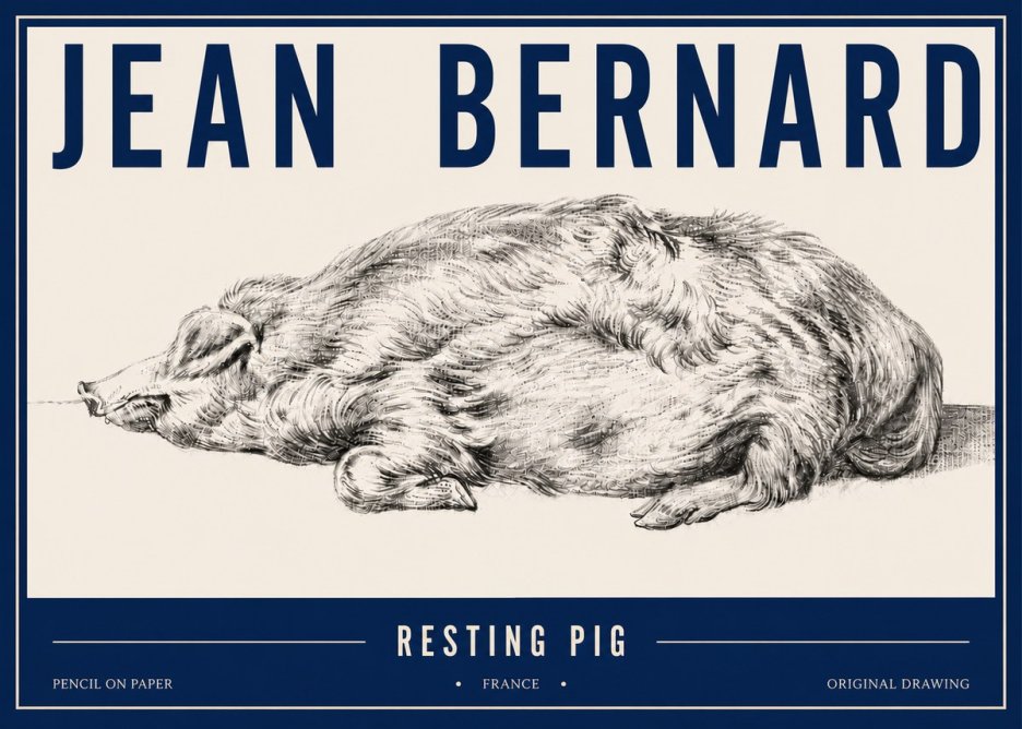 Jean Bernard Resting Pig II No5 - Affiche
