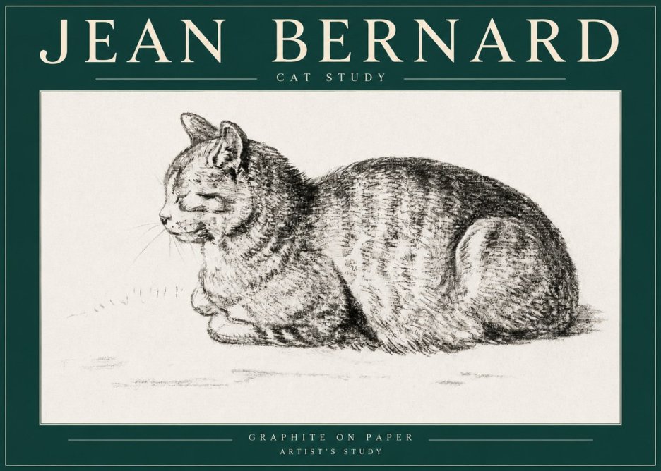 Jean Bernard Cat Study XII No3 - Affiche