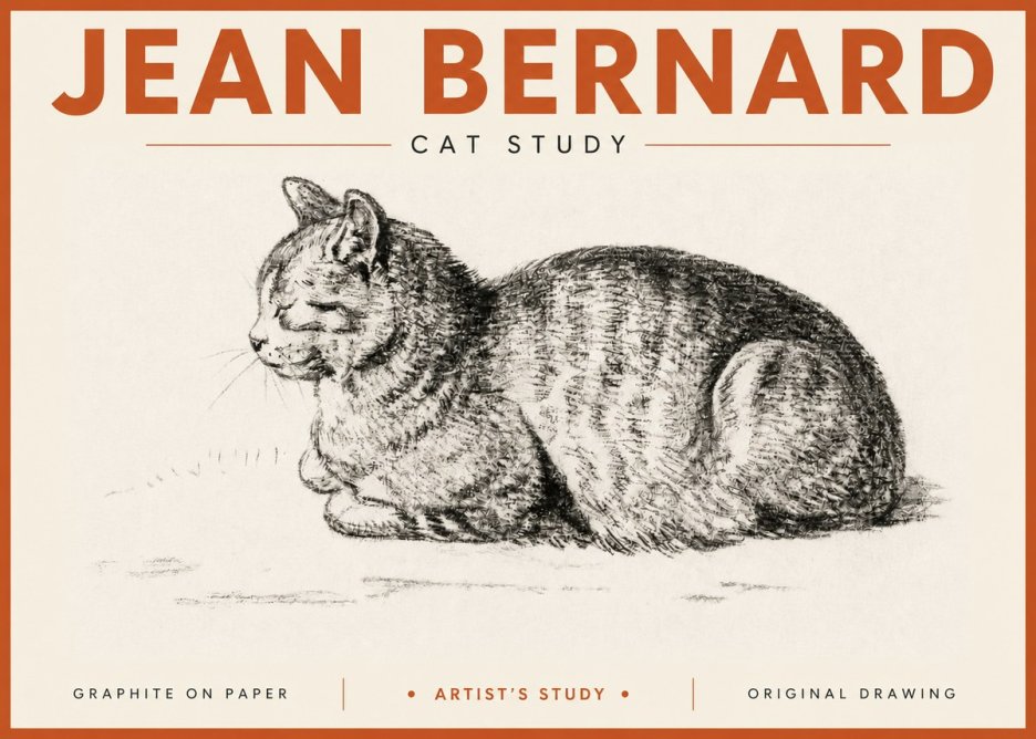 Jean Bernard Cat Study XII No4 - Affiche
