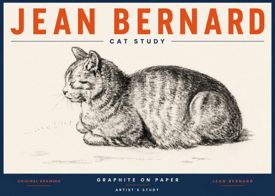 Jean Bernard Cat Study XII No5 - Affiche