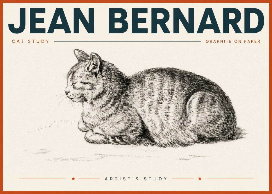 Jean Bernard Cat Study XII No6 - Affiche