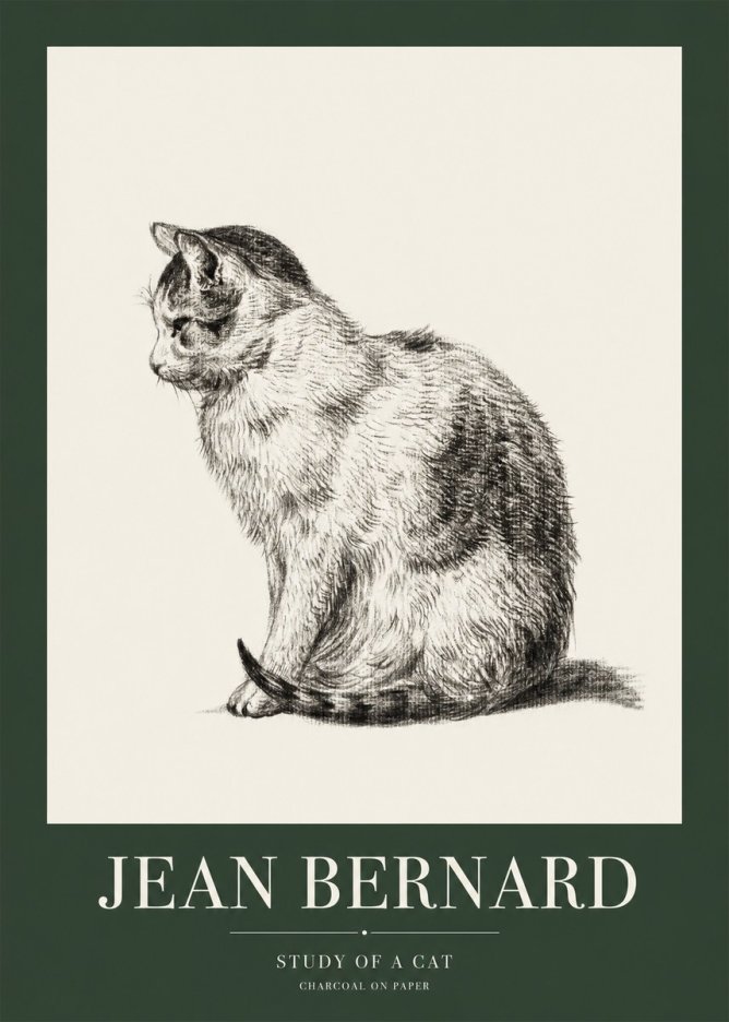 Jean Bernard Study of a Cat IV No1 - Affiche