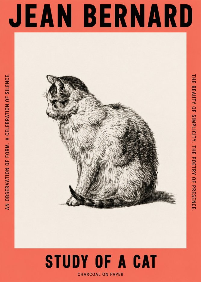 Jean Bernard Study of a Cat IV No2 - Affiche