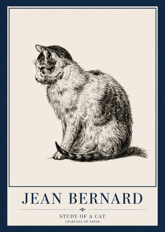 Jean Bernard Study of a Cat IV No3 - Affiche