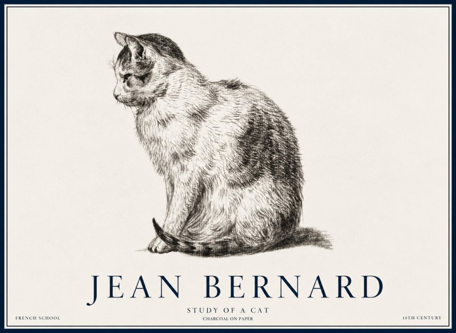 Jean Bernard Study of a Cat IV No5 - Affiche