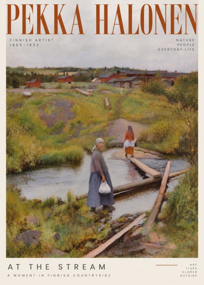 Pekka Halonen At the Stream No2 - Affiche