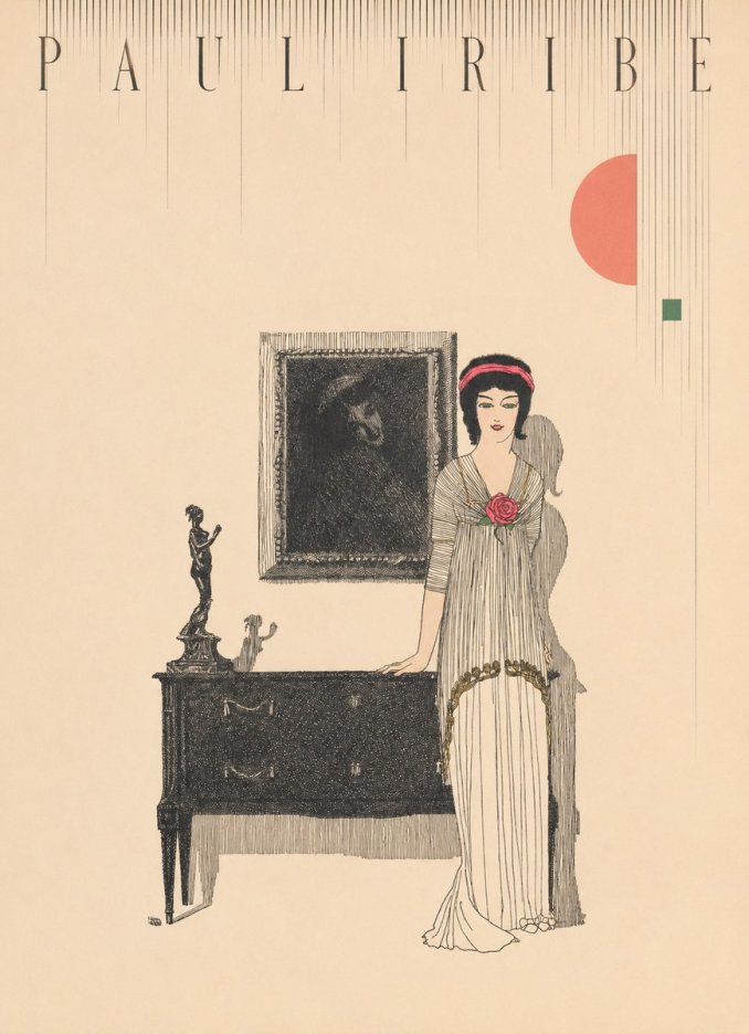 Paul Iribe Woman with Rose No4 - Affiche