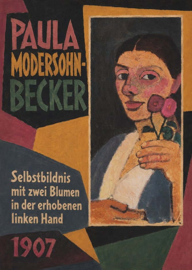 Paula Modersohn-Becker Selbstbildnis Mit Zwei Blumen in Der Erhobenen Linken Hand No2 - Affiche