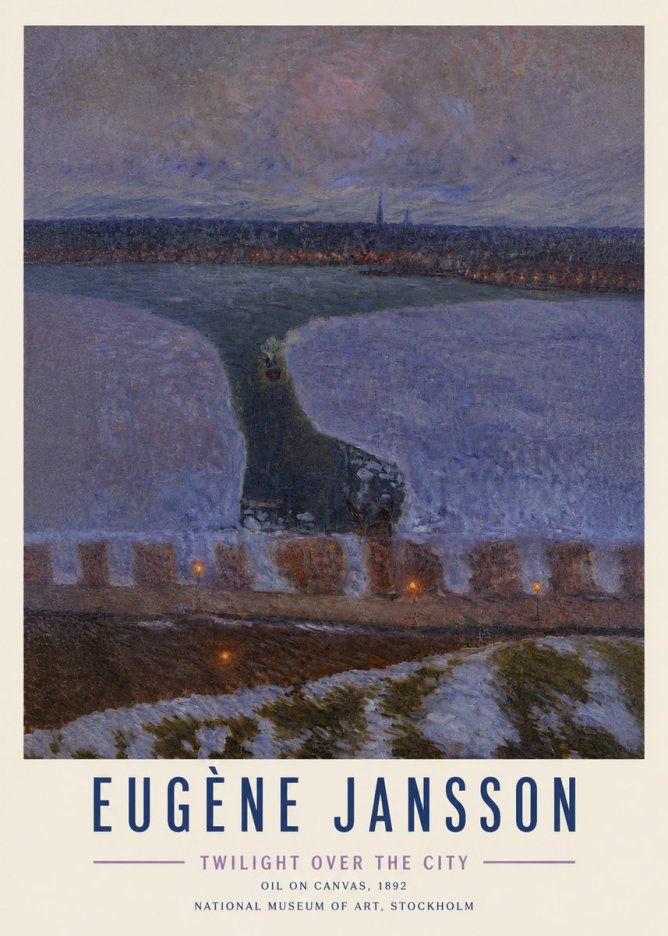 Eugène Jansson Twilight over the City No5 - Affiche
