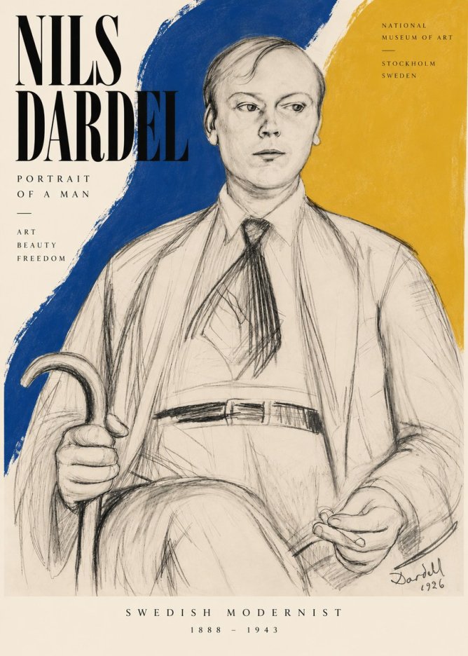 Nils Dardel Portrait of a Man No5 - Affiche