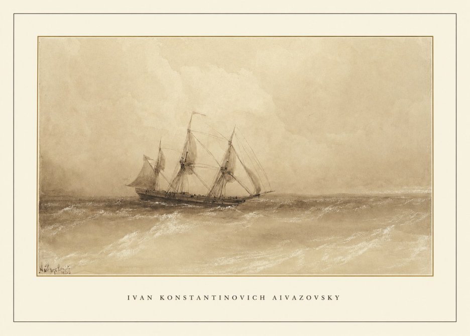 Ivan Konstantinovich Aivazovsky Sailing Ship, 1843 No4 - Affiche