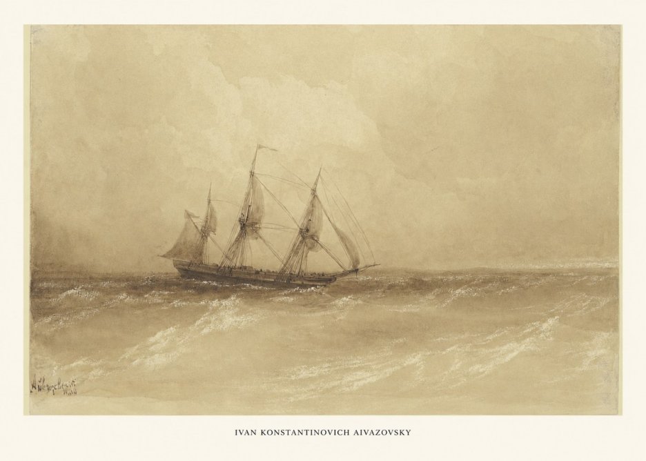 Ivan Konstantinovich Aivazovsky Sailing Ship, 1843 No6 - Affiche