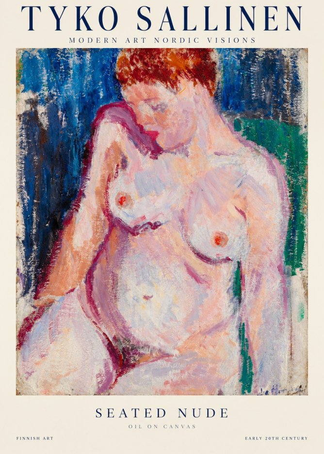 Tyko Sallinen Seated Nude No1 - Affiche